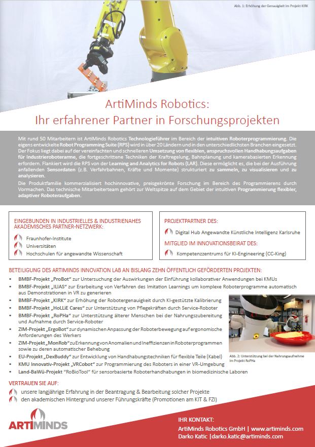 ArtiMinds Robotics: Ihr erfahrener Partner in Forschungsprojekten