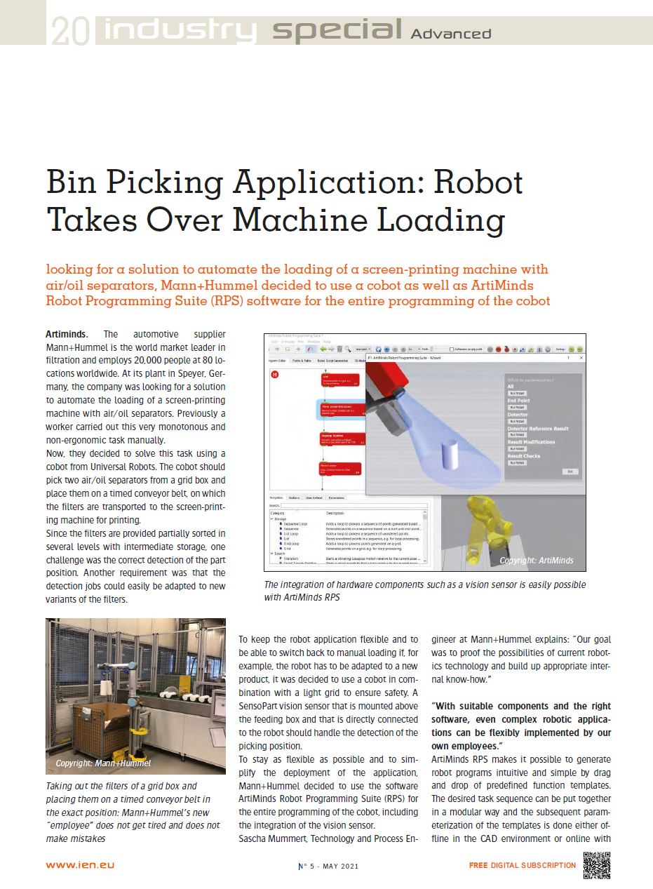 ArtiMinds Robotics - Success Story Mann+Hummel Bin Picking